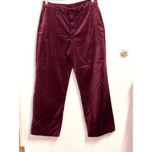 GAP Burgundy Velvet Straight Leg Pants Size 14 Mid Rise Dark Academia Quiet Luxe